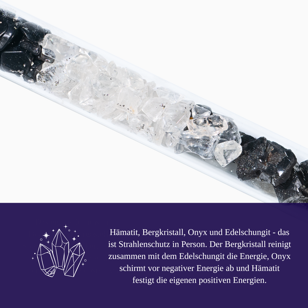 Strahlenschutz - Edelschungit, Onyx, Bergkristall, Hämatit