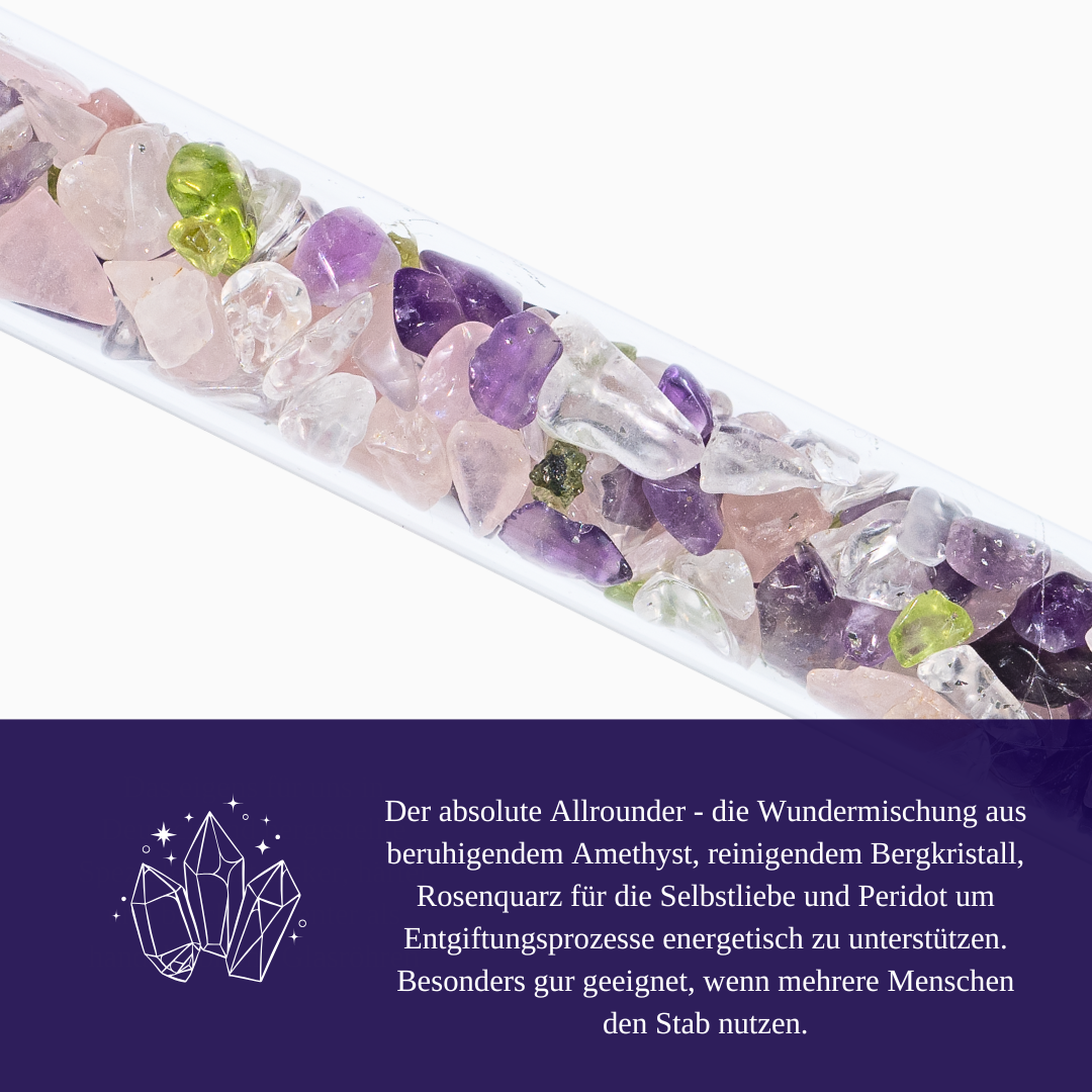 Wundermischung - Amethyst, Bergkristall, Rosenquarz, Peridot